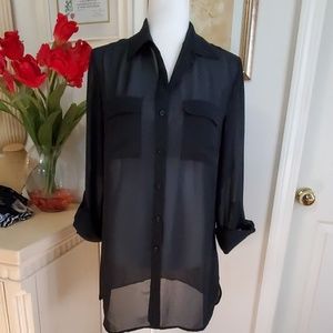 Cold water creek Black sheer blouse